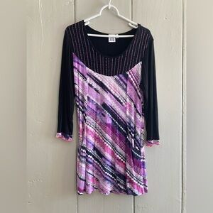 Parsley & Sage Abstract Art Print Tunic Top Womens Size S Lagenlook Festival